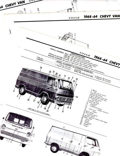 1964 1965 1966 1967 1968 chevrolet van g10 g20 motors frame crash sheets m orig