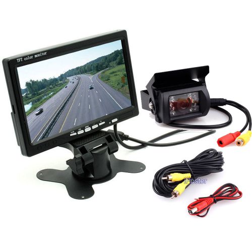 Hd 7&#034; tft lcd rear view monitor + 18 ir leds backup camera for truck bus van kit