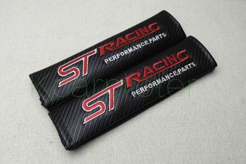 2pcs carbon fiber red embroidery st racing auto seat belt cushion shoulder pads