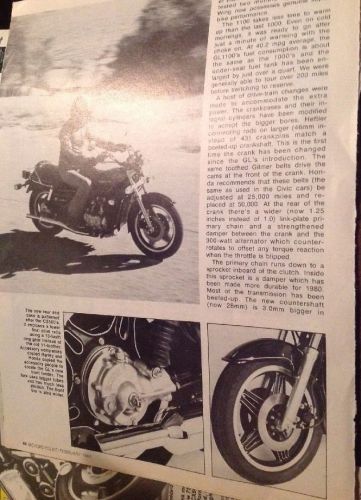 5 pages  vintage motorcycle road test 1980 honda gl1000 gold wing