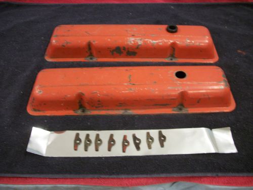 1968-76 corvette steel valve covers with hold downs, used