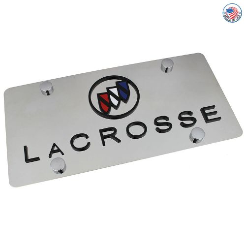 Buick logo + lacrosse name on polished stainless steel license plate