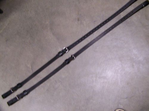 Leather luggage straps for luggage rack/carrier~(2) strap set~black w/stainless