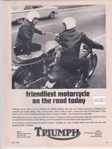 Triumph  vintage motorcycle advertisement ad 1967