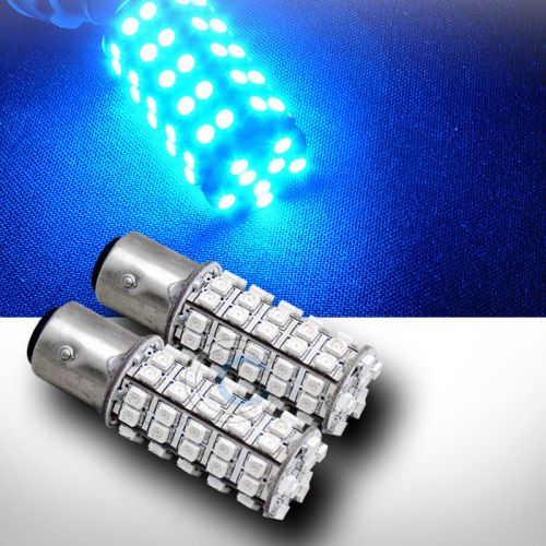 2pc blue 1157 bay15d socket 68x 3528 smd led parking/park light lamp bulbs pair