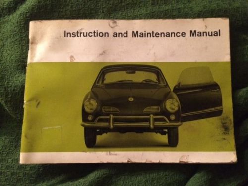 1967 vw volkswagen karmann ghia coupe / convertible instruction &amp; maint. manual