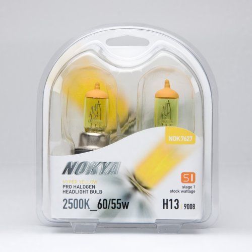 Nokya h13/9008 headlight bulbs - hyper yellow 2500k 60/55w (stage 1)