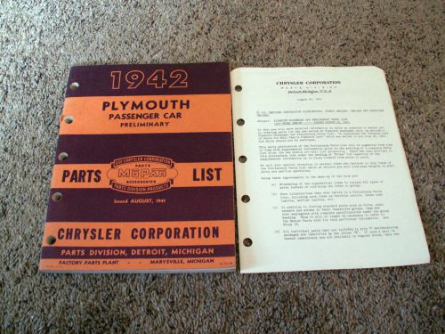 Plymouth 1942 parts list     original