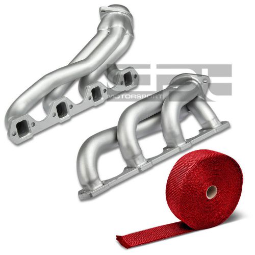 Stainless ceramic coated exhaust header fits 79-93 ford mustang+red heat wrap