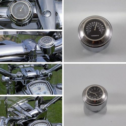 7/8&#039;&#039; aluminum alloy motorcycle bike handlebar mount dial clock + thermometer