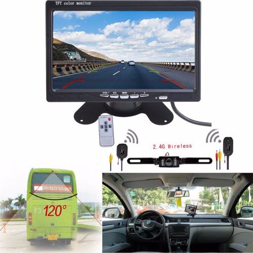 7&#034; lcd rear view monitor + wireless license plate night vision reverse camera