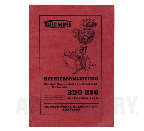 1951 triumph bdg instruction manual in german /deutsch exc