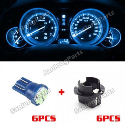 6pcs t10 ice blue pc194 led bulbs with sockets holders gauge cluster for bmw