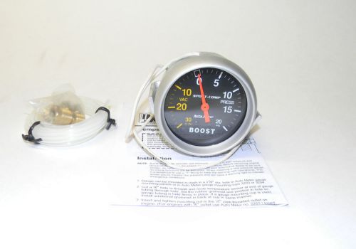 Autometer sport-comp mech boost/vacuum gauge 2 5/8&#034; black face p/n 3401 mint