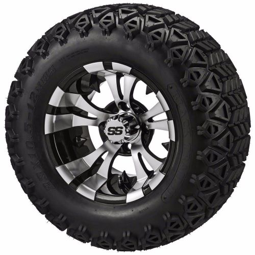 Set of 4 - 22x11.00-10 tire on a 10x7 machine/black type 12 wheel w/free freight