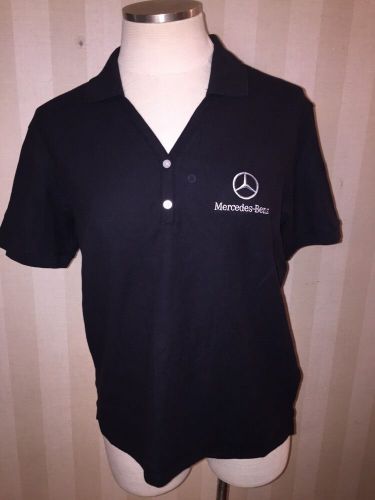 New nwt black polo dress work shirt mercedes-benz medium m car dealership