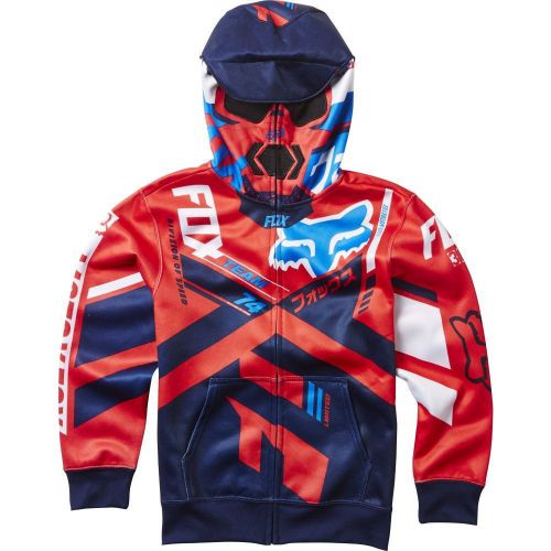 Fox racing divizion youth boys full zip up hoody flame red