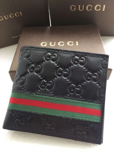 Men black gg gucci1 leather wallet