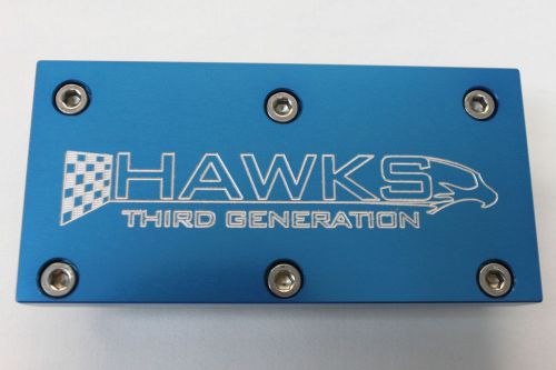 Hawks logo blue tpi/lt1 billet aluminum throttle body plate cover w/ screws