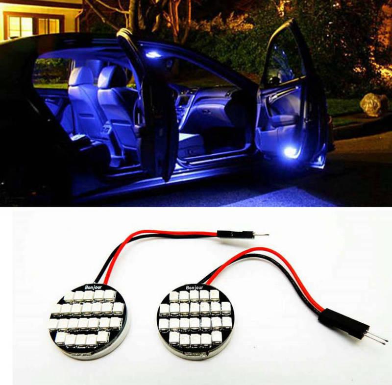 2x ultra blue 24smd panel interior led dome map light bulb lamp 6000k round #3