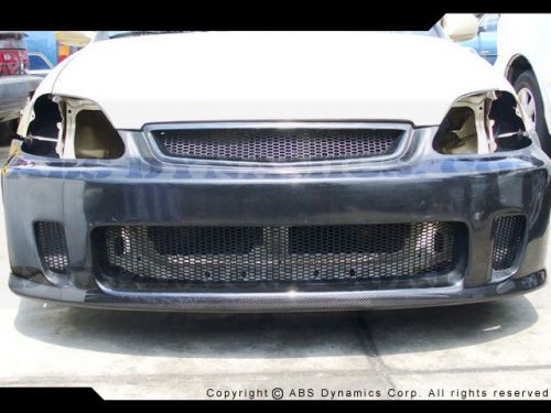 99-00 honda civic airwalker n1 bys front bumper cover frp + carbon fiber lip