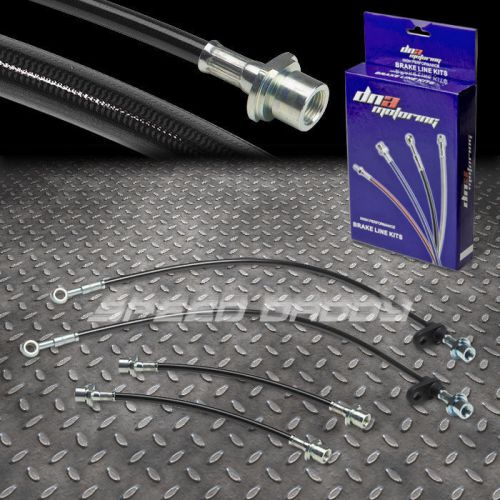 Front+rear stainless steel hose brake line/cable 03-08 corolla e110/e120 black