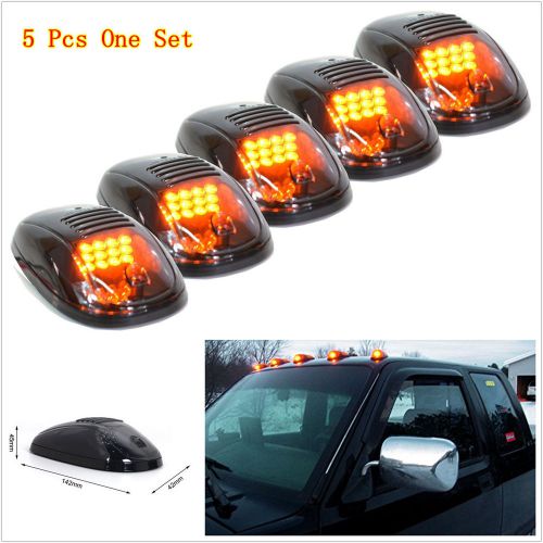 5pcs smoked amber led cab roof running marker lights for truck suv off road set