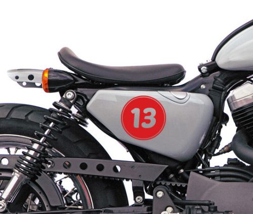 (2x) 5&#034; motorcycle racing tank number decals cafe racer (choose color &amp; number)