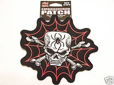 #0931 m  lethal threat motorcycle vest patch spider skull