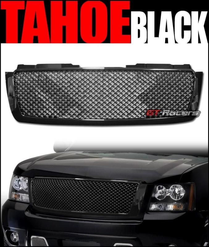 Blk mesh front hood bumper grill grille abs 2007-2012 tahoe/suburban/avalanche