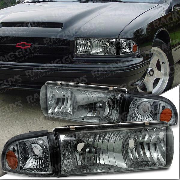 1991-1996 chevy caprice/impala smoke head light headlights w/corner 4pc set l+r