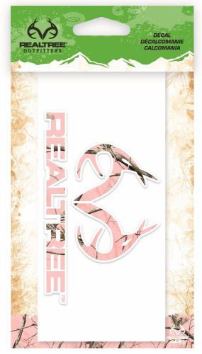 Realtree pink camouflage 6&#034; logo vinyl decal sticker - camo pink antler