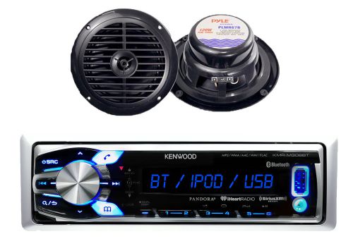 New kmrm312bt car &amp; marine usb aux bluetooth am/fm radio 2 black 120w speakers