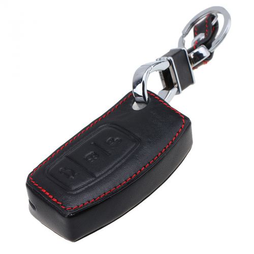 1pcs black car remote key fob holder for ford fiesta leather chain case cover