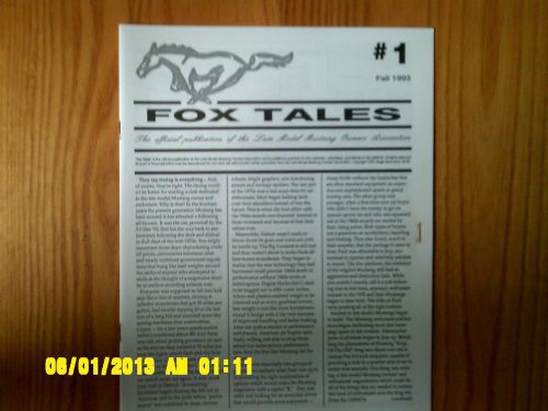 Ford mustang owner&#039;s association news letter-fox tales-1993 #1