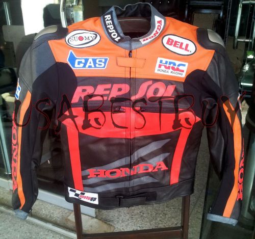 New custom handmade motorcycle leather jacket with honda repsol letter xs to 6xl