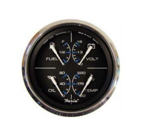 Faria 33751 chesapeake blk ss 4&#034; multifunction fuel oil psi water temp voltmeter