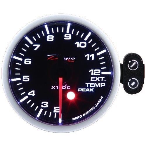 Depo racing 60mm egt gauge red/white smoked lens peak