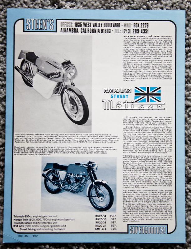 Rickman metisse - street - road racer - cafe - brochure from steens