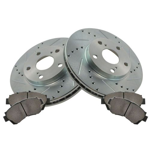 Performance brake rotor drilled &amp; slotted zinc coated &amp; ceramic pad front kit