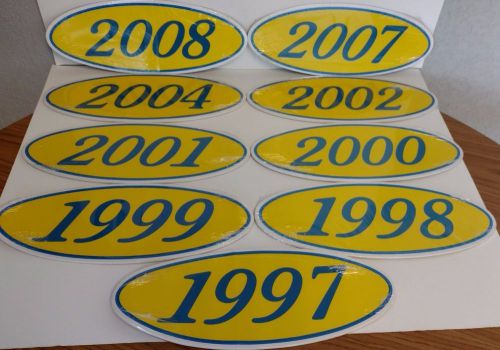 Blue &amp; yellow oval model year adhesive windshield decal kit