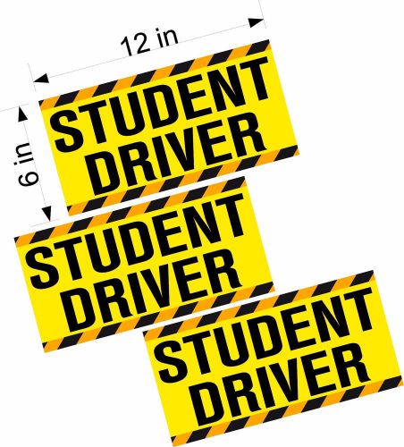 Student driver magnetic 3 pack vehicle magnets / car signs set / large