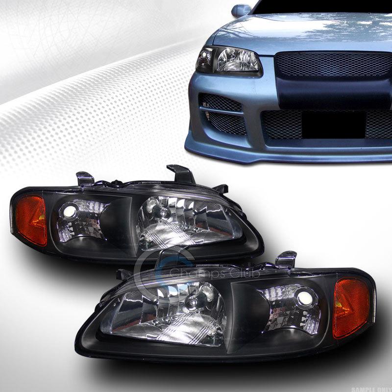 Jdm crystal blk head lights lamps signal amber left+right dy 00-03 nissan sentra