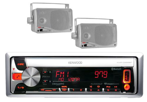 Kmr-d562bt marine boat bluetooth pandora ipod cd mp3 usb radio 2 silver speakers