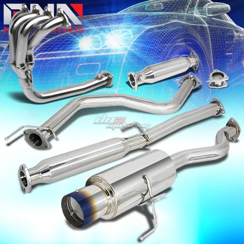 For 92-00 civic ej/eh 4.5&#034; burnt tip performance catback+4-1 header+pipe exhaust