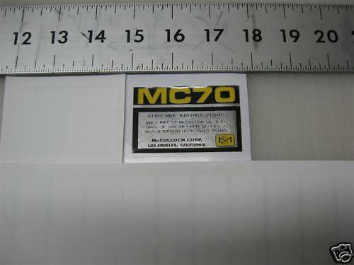 Mcculloch kart shroud decal mc70