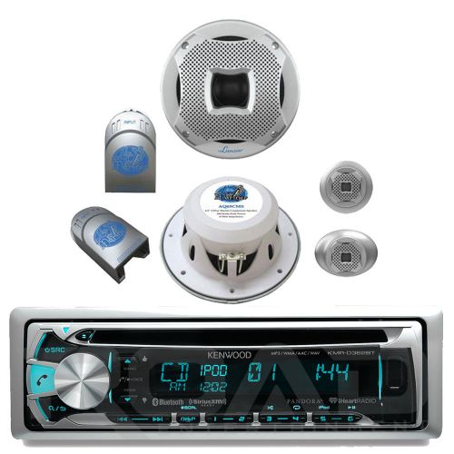 Kenwood marine cd bluetooth usb ipod radio,6.5&#034; silver  component speaker system