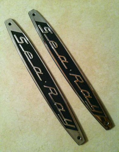 Brand new searay sea ray emblem logo black chrome badge 13&#034; pair / set