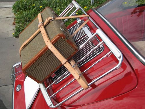 Vintage porsche 356 leitz/lietz trunk rack leather luggage brn straps hand made