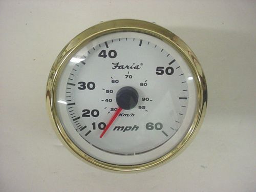 Faria white gold 60 mph boat speedometer~speedo~sek022a~nos~smokercraft~marine